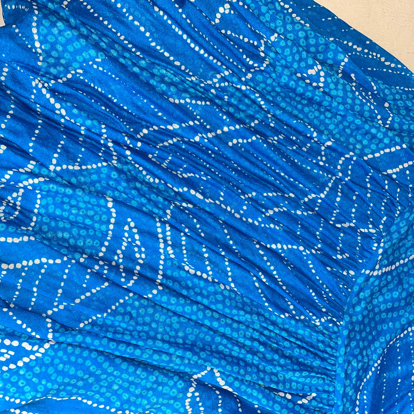 Blue dots silk skirt