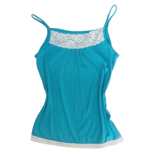 Tiffany blue polka dot lace cami