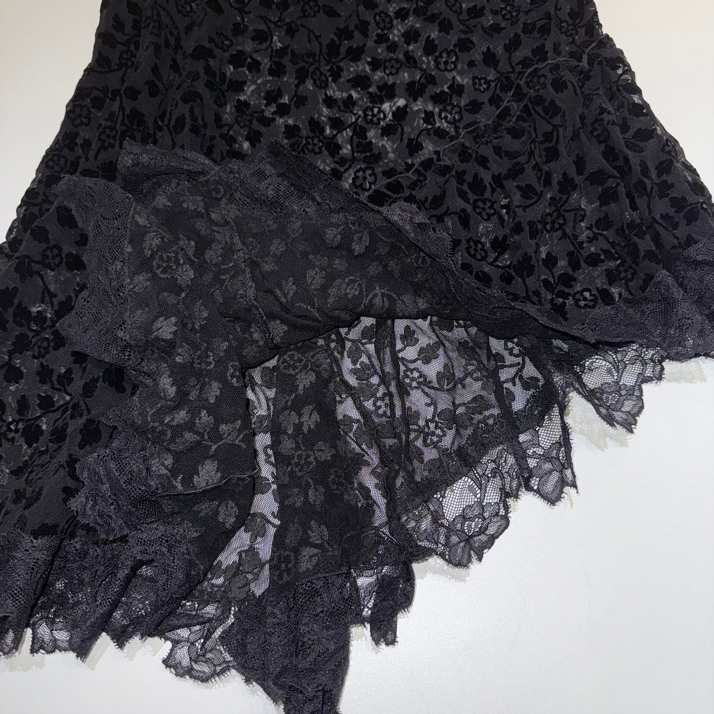 Gothic draped black lace skirt