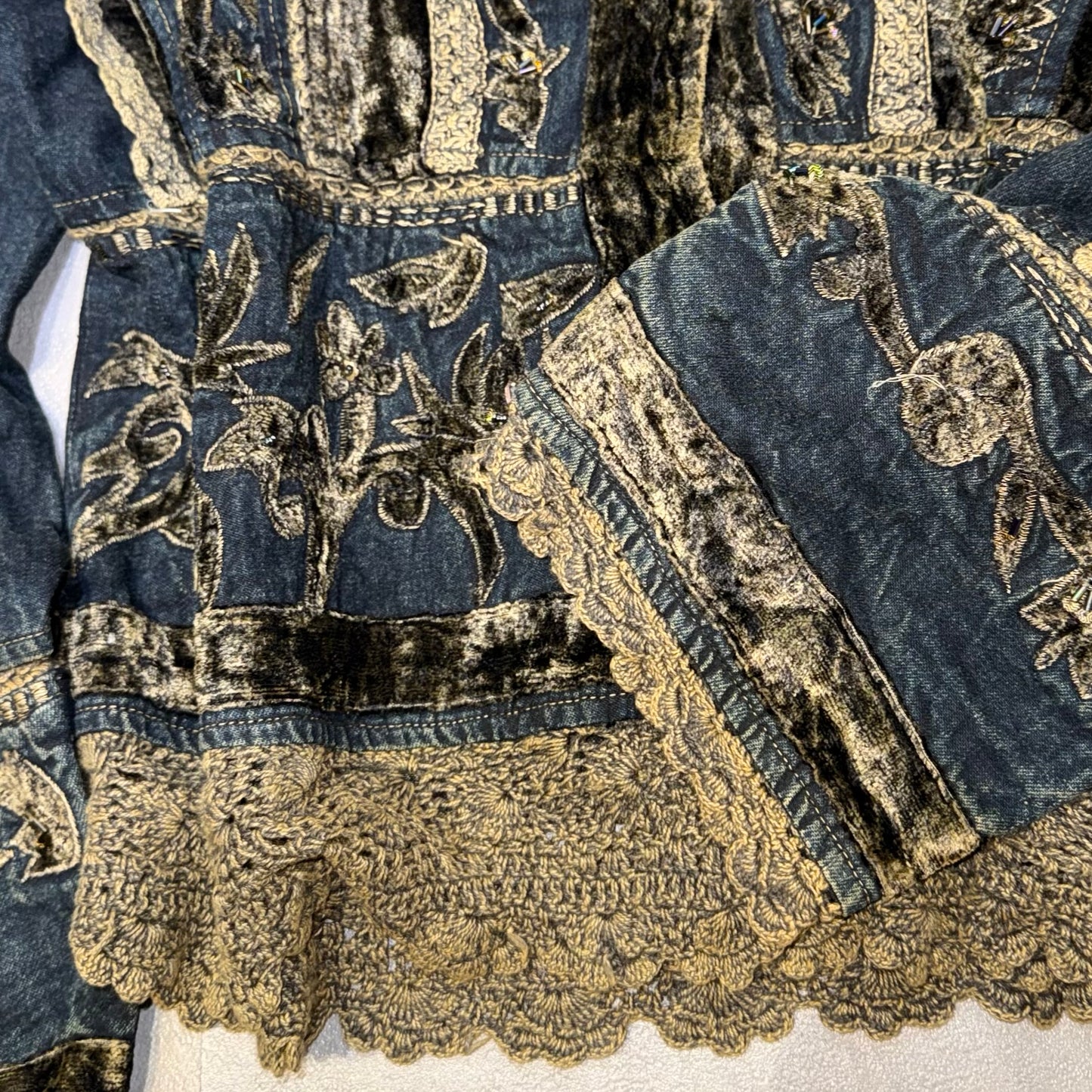 Denim brown velvet lace jacket