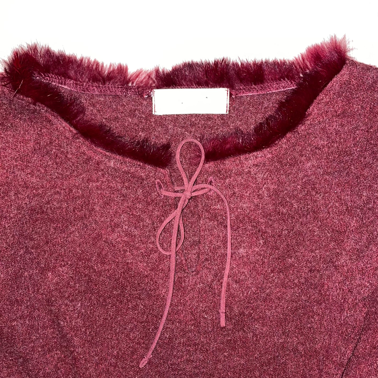 Burgundy furry collar long sleeve