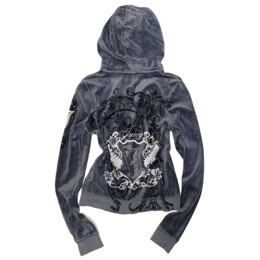 Juicy Couture grey velvet zip hoodie
