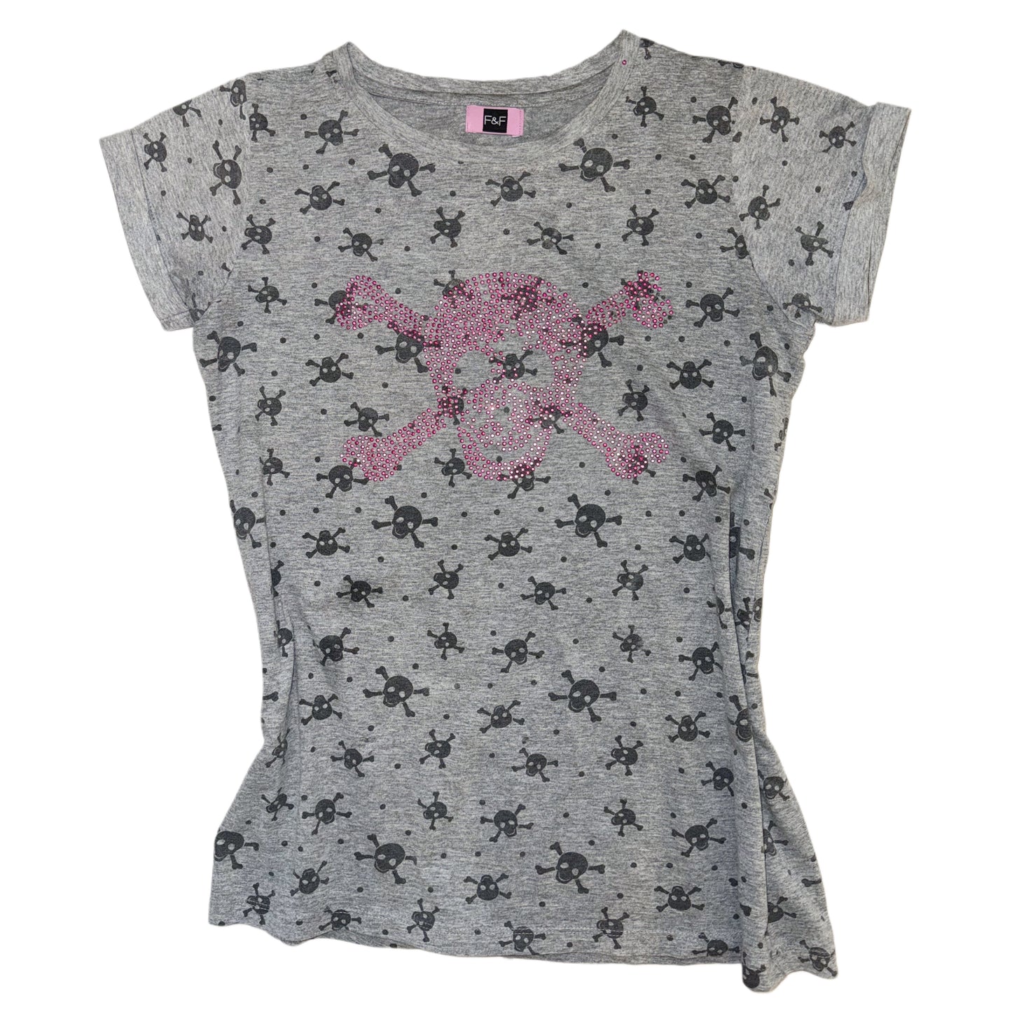 Grey skull rhinestones top