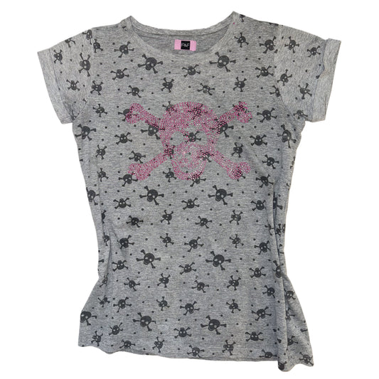 Grey skull rhinestones top