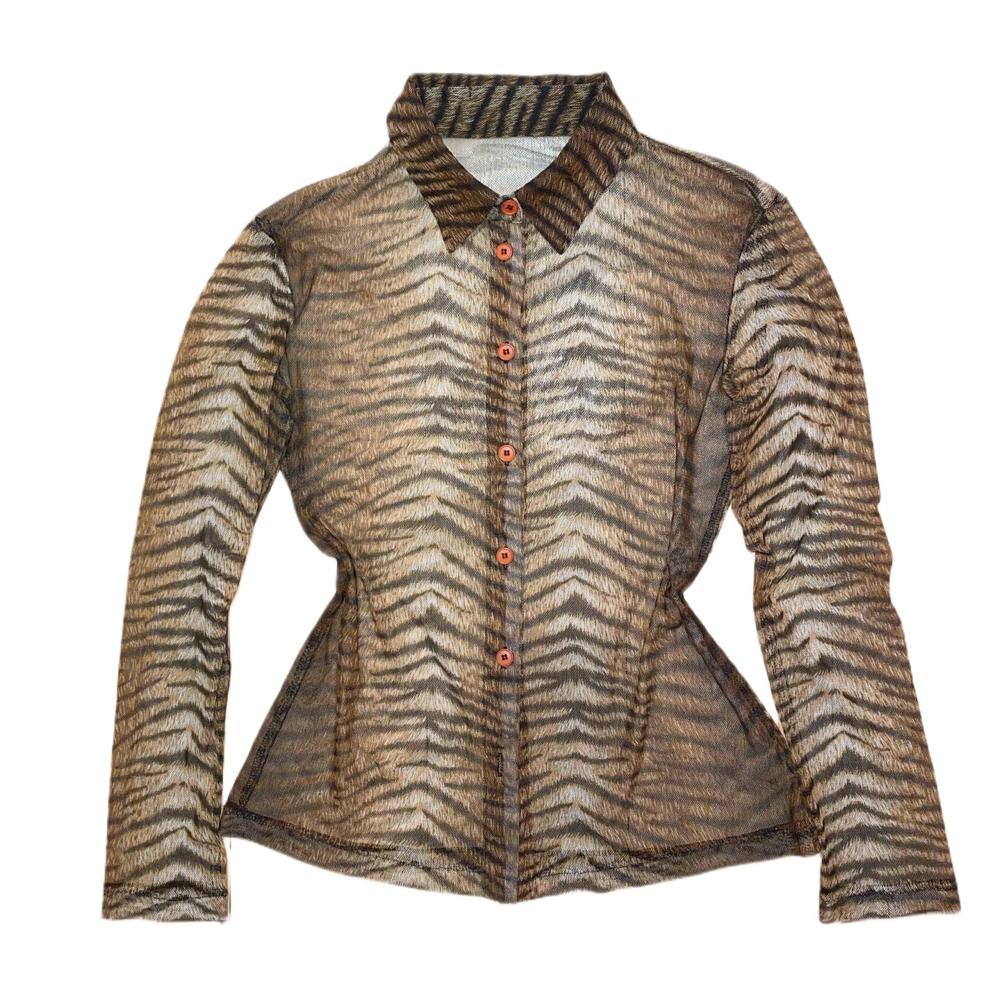 Tiger print mesh shirt