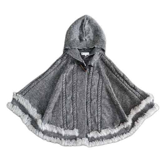 Grey furry knit cloak