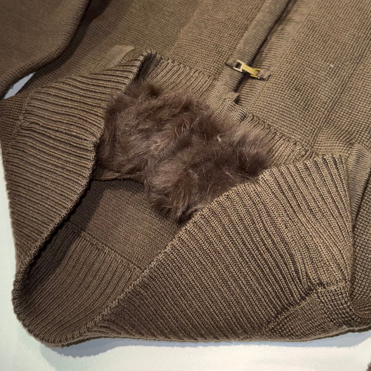 Green knit fur jacket