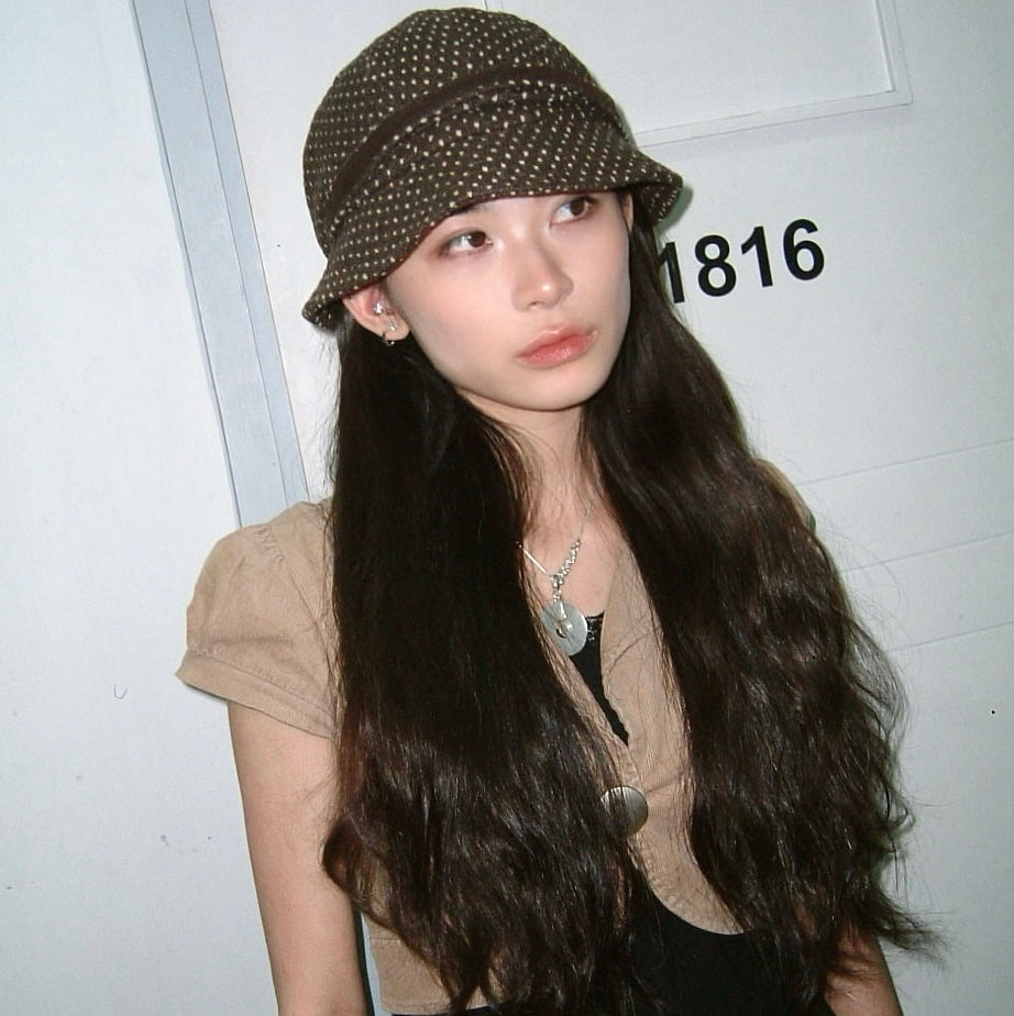 Brown polka dot hat