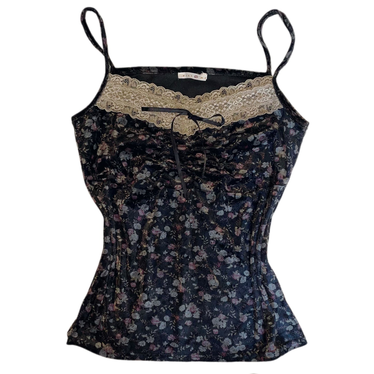 Floral velvet lace cami