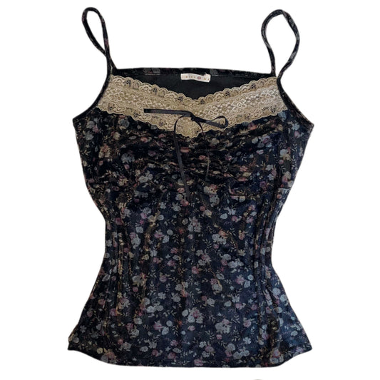 Floral velvet lace cami