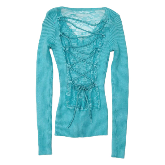Baby blue lace knit long sleeve