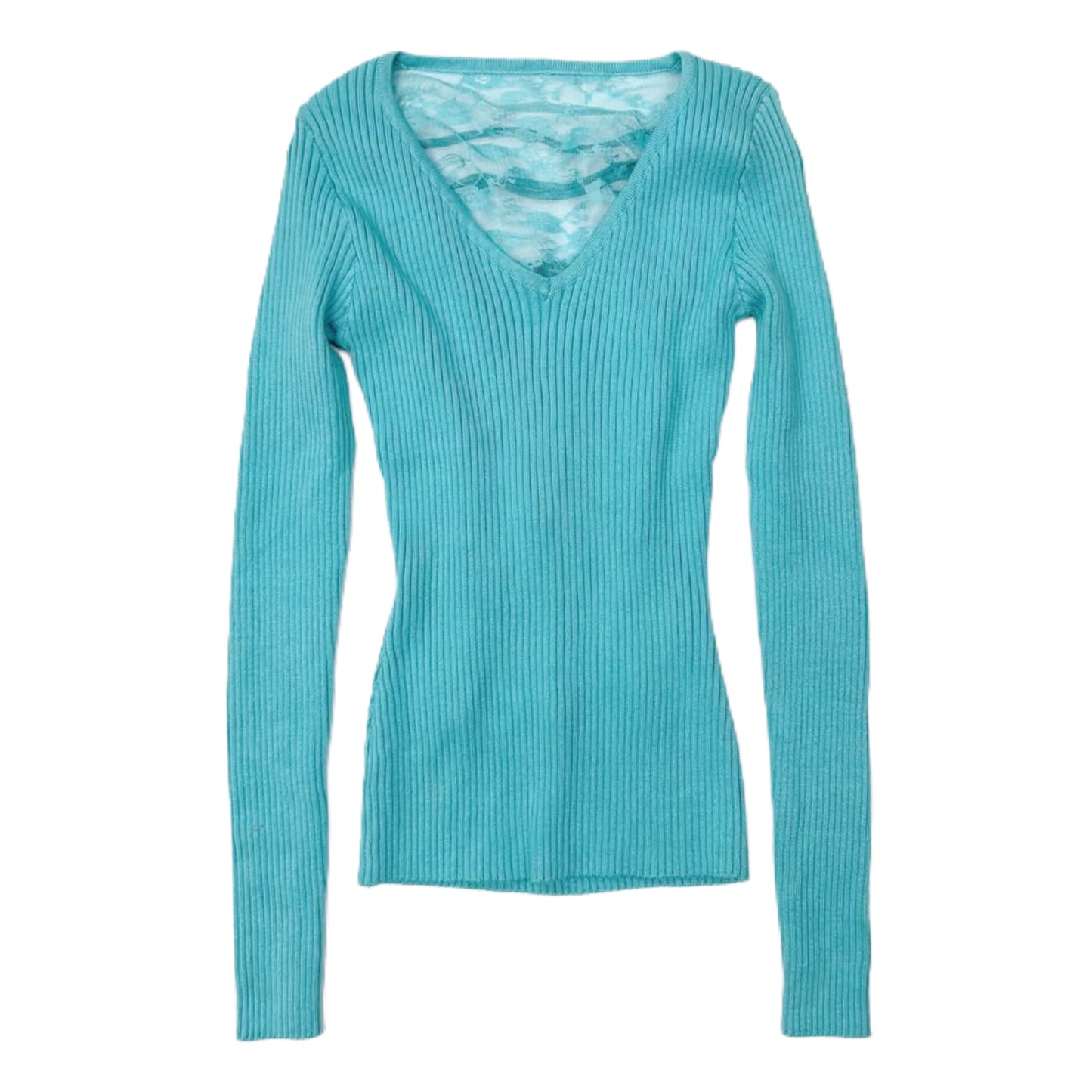 Baby blue lace knit long sleeve