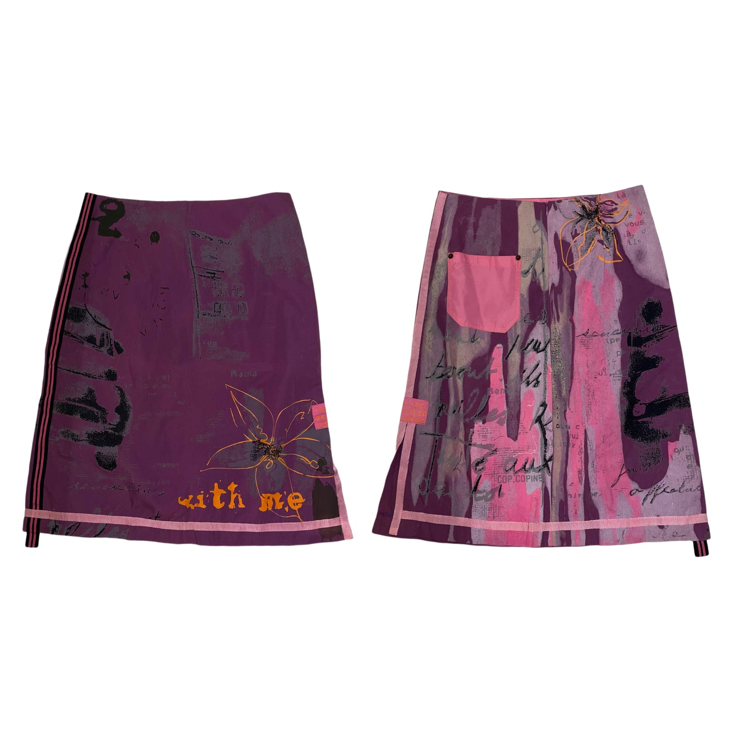 Cop copine purple nylon midi skirt