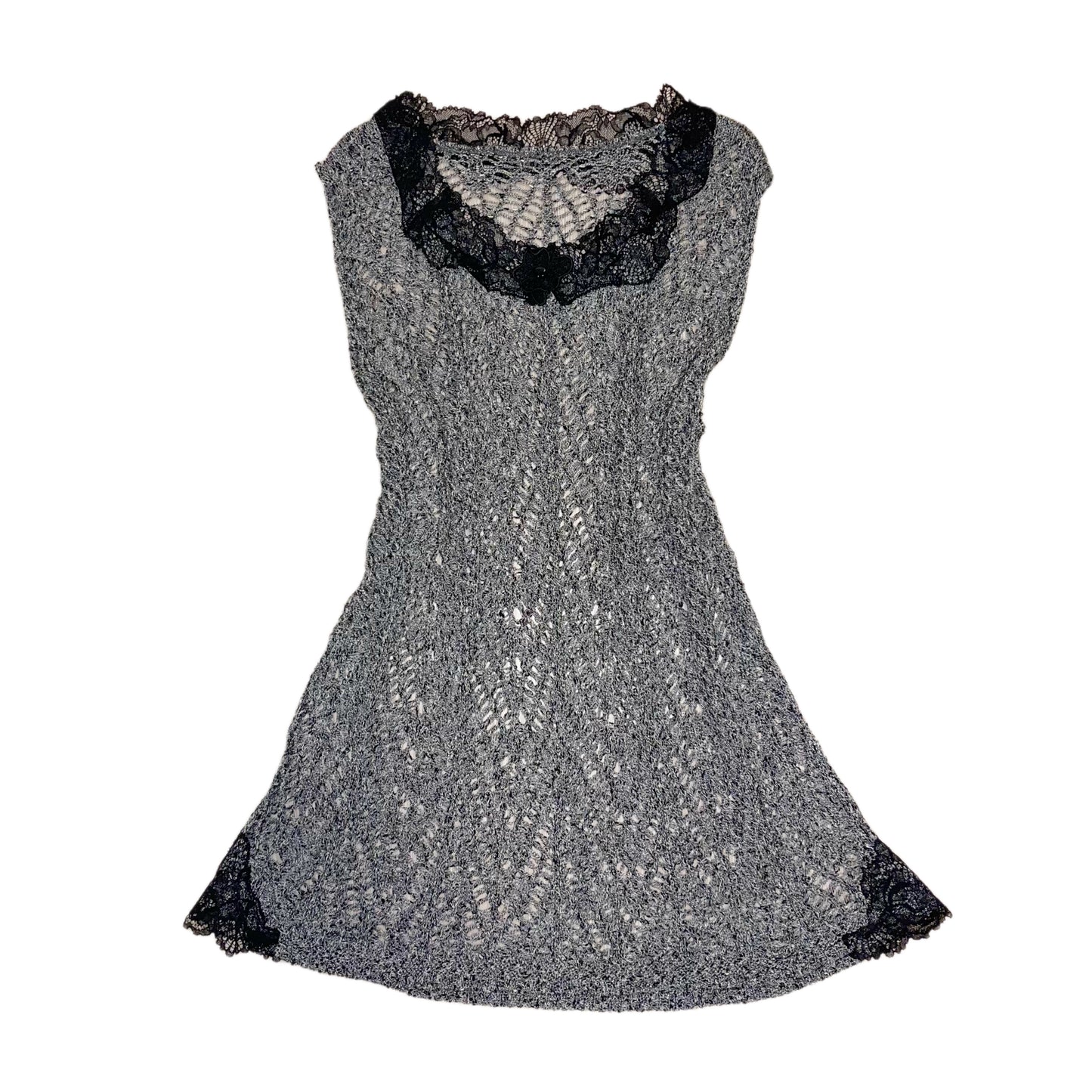 Grey knit lace top