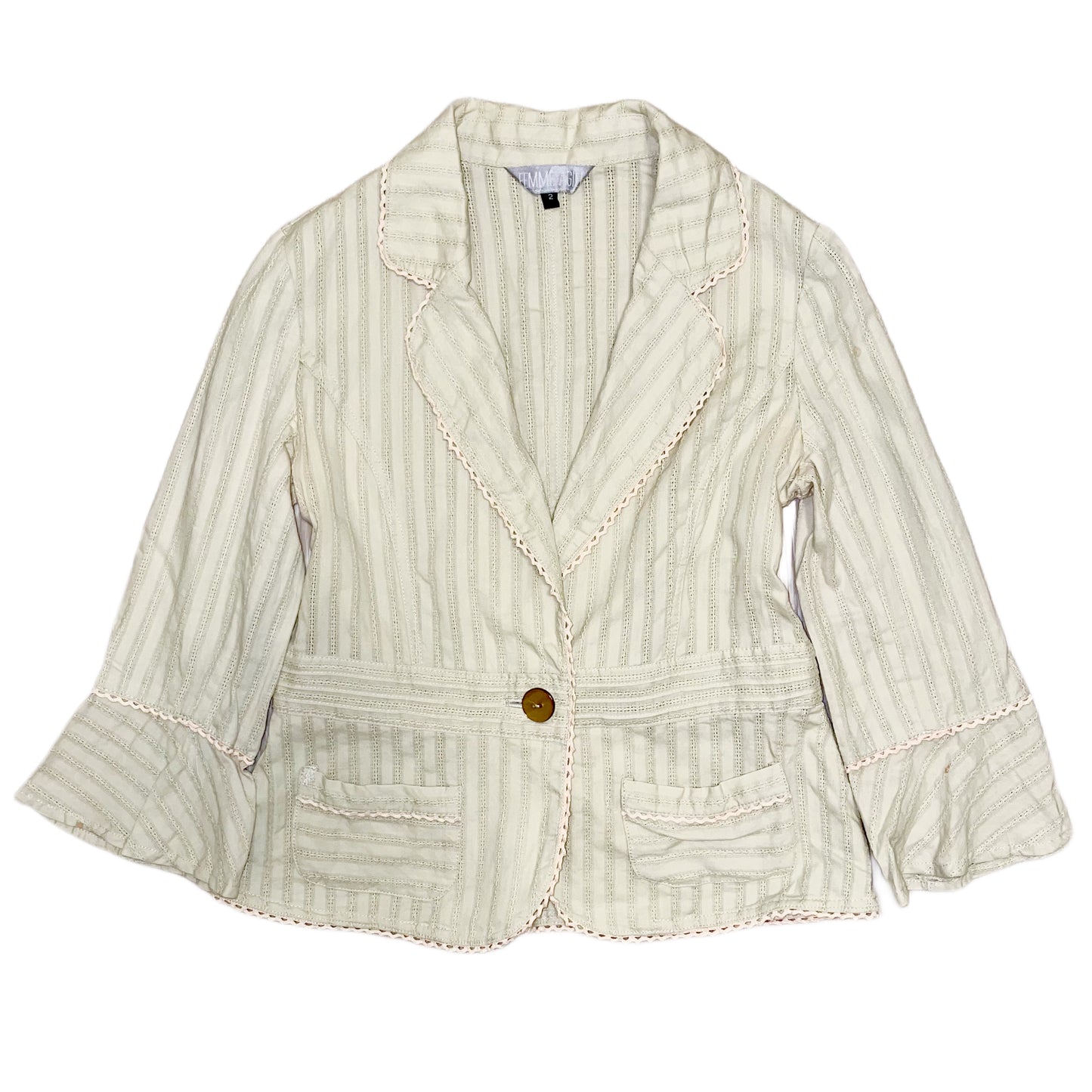 Beige lace striped outer