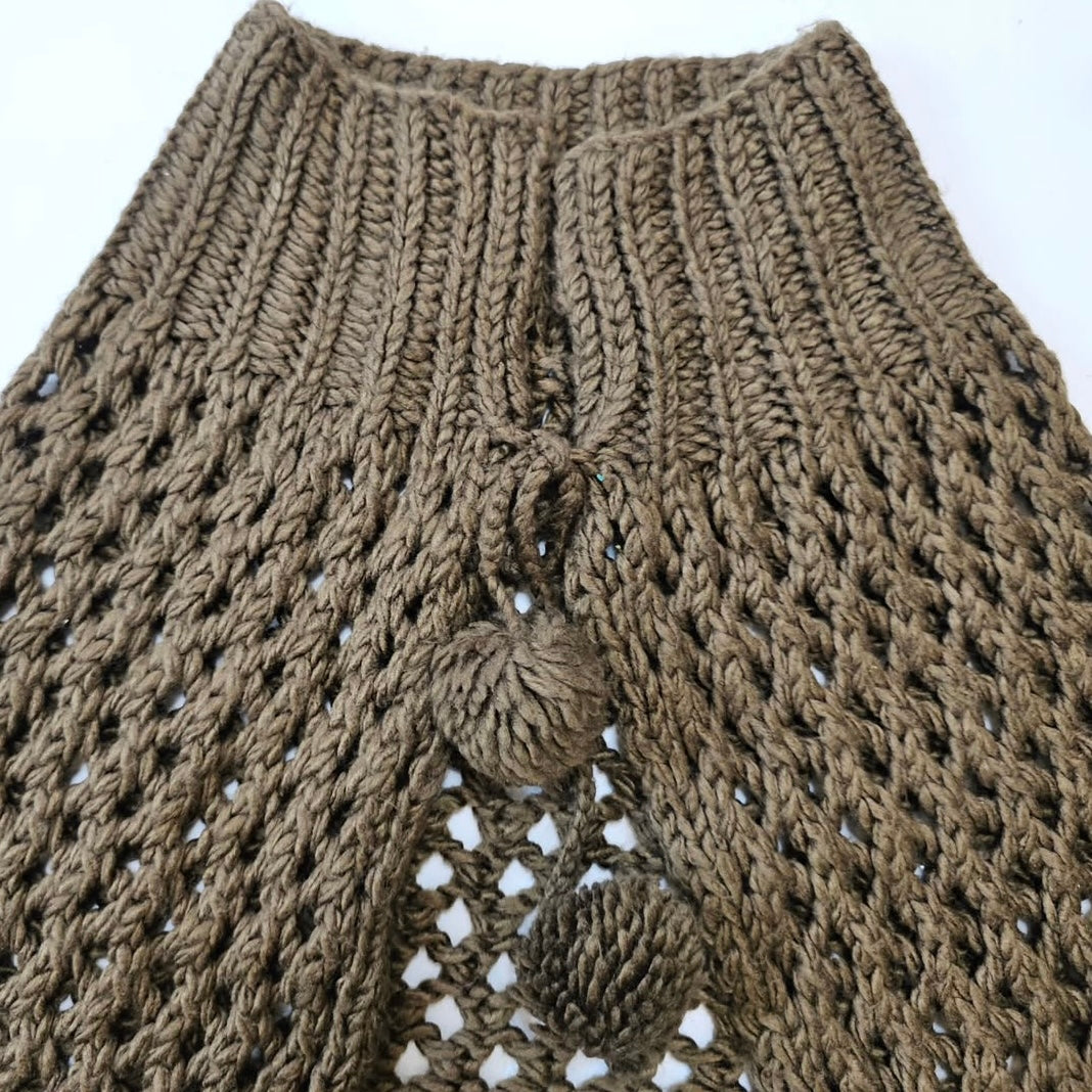 brown knitted cloak