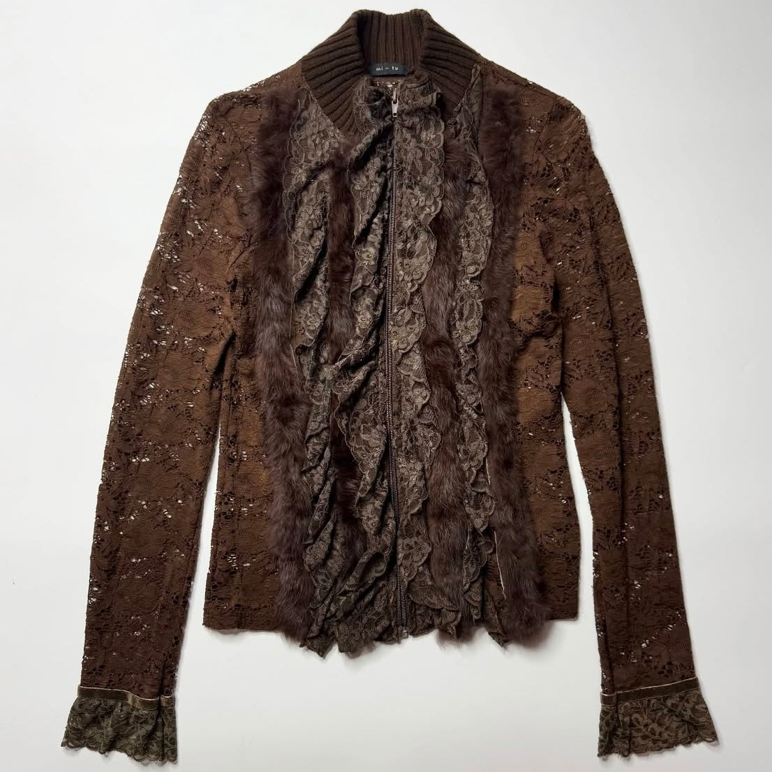 Brown lace fur jacket