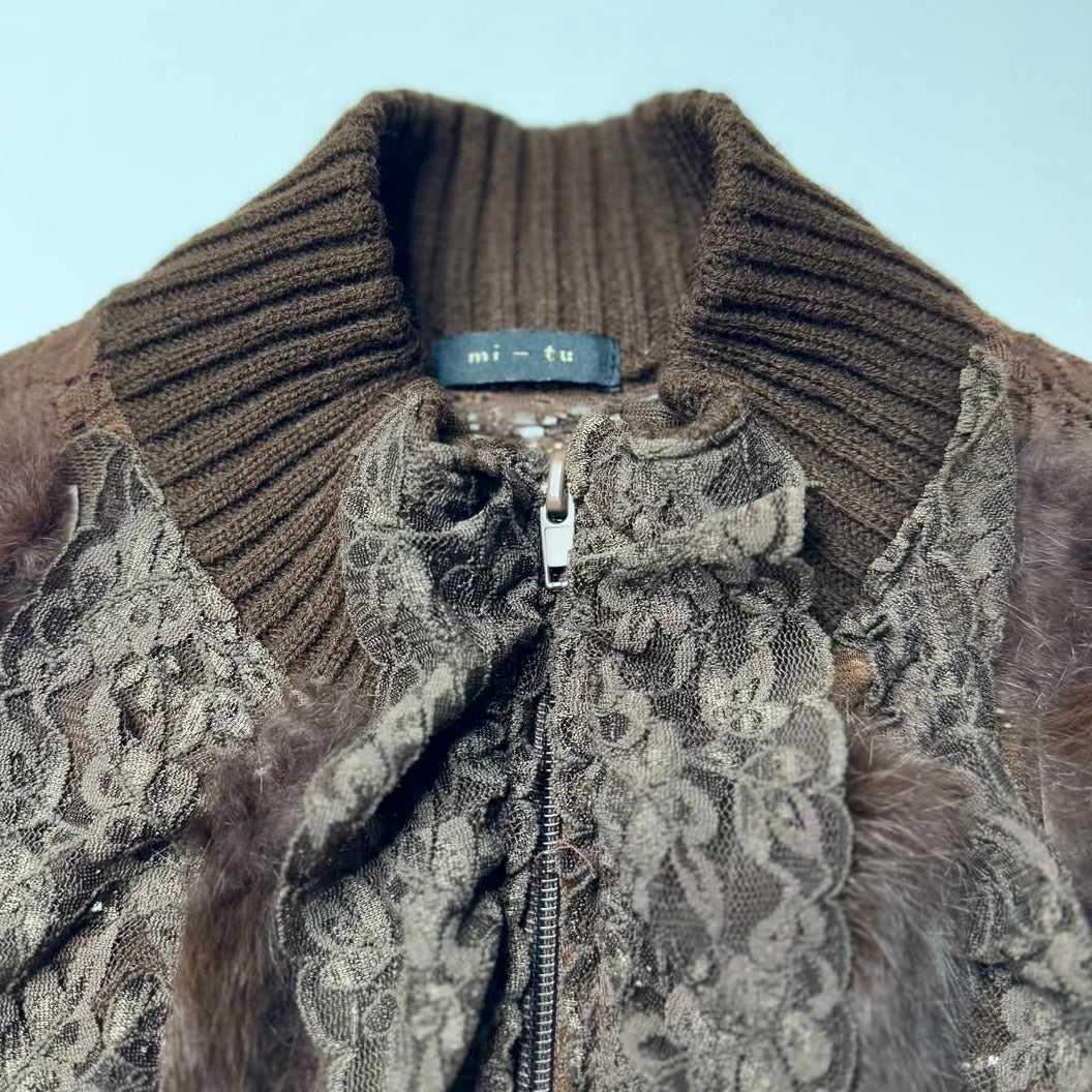 Brown lace fur jacket