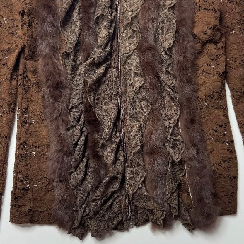 Brown lace fur jacket