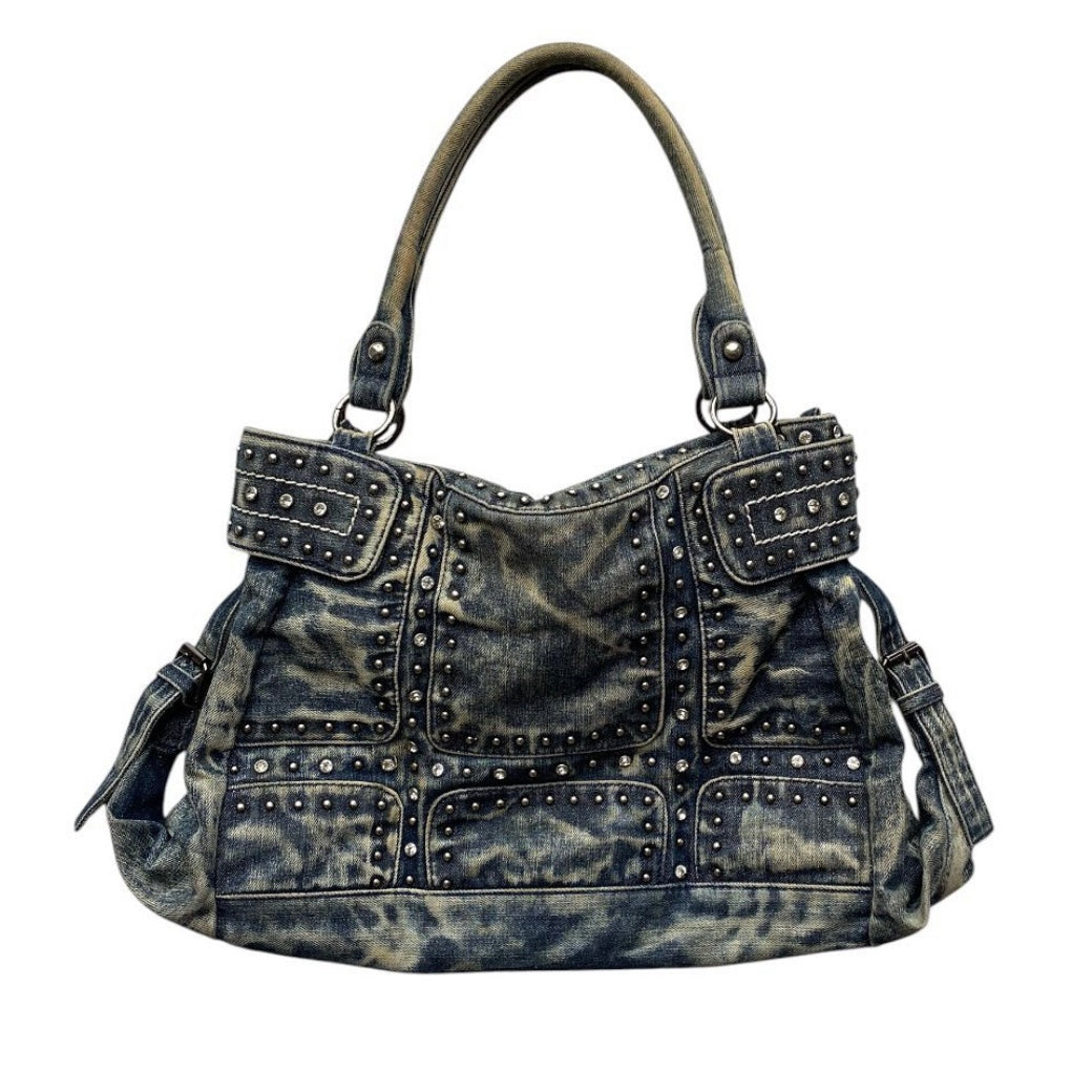 Rivets denim shoulder bag