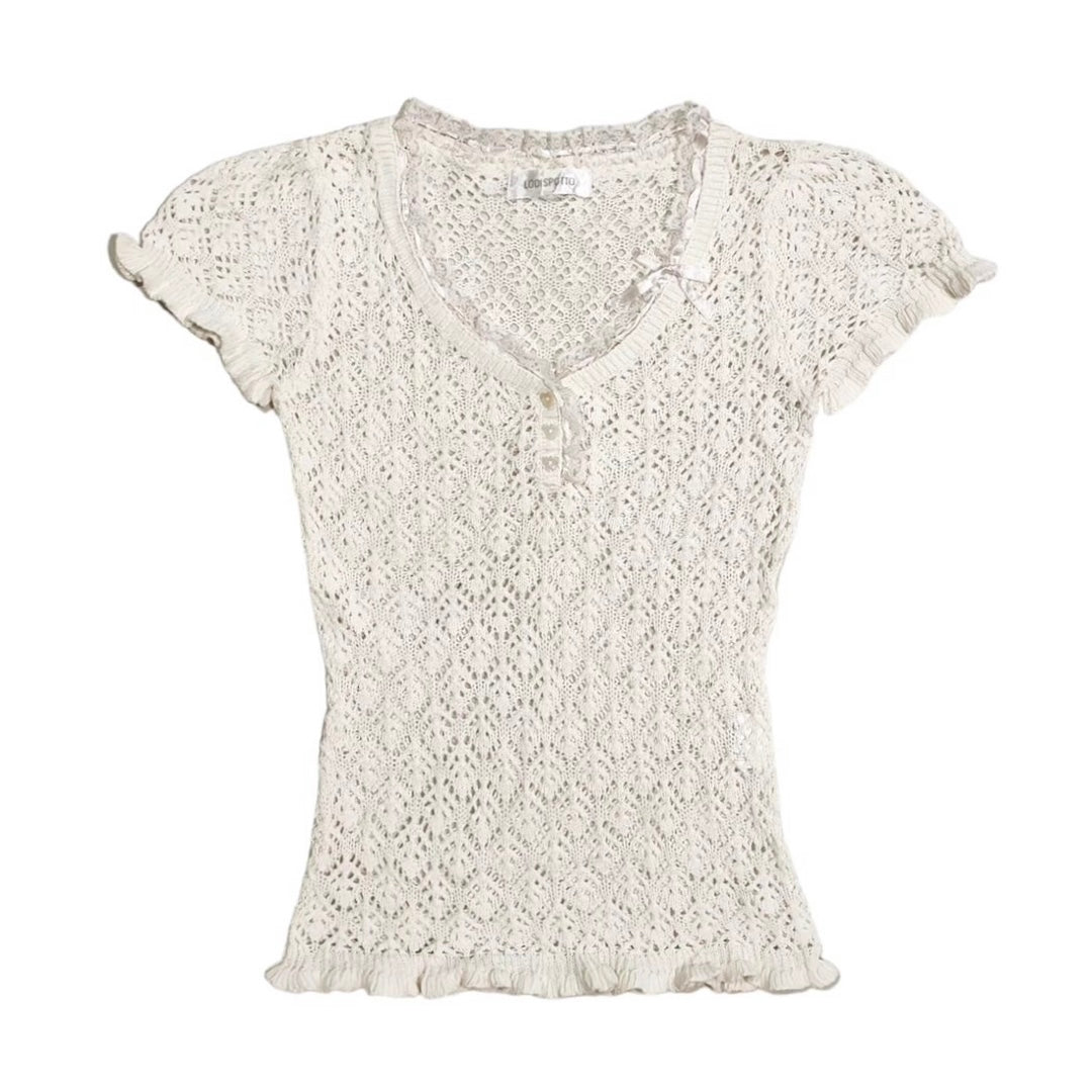 White lace knit top