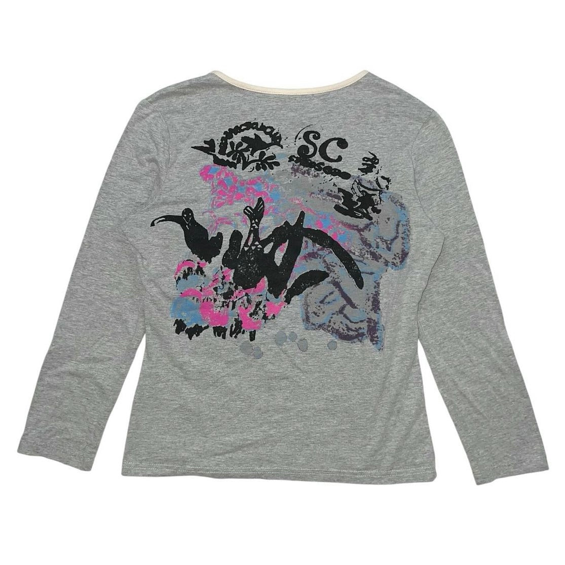 Grey graphic embroidered long sleeve