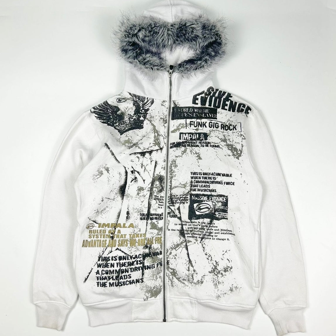 unisex White funk fuffy zip jacket