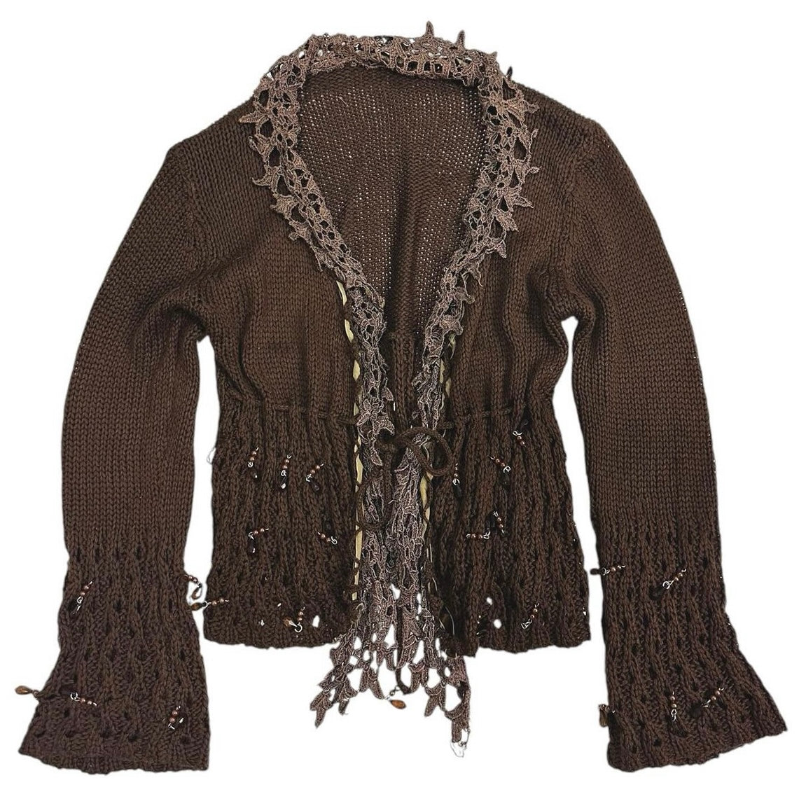 Brown knitted outer with beads details