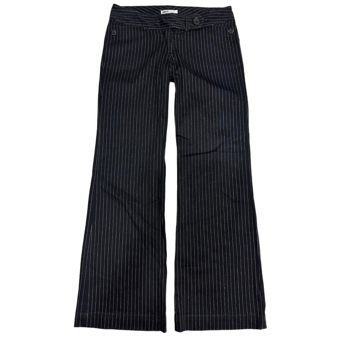 Black striped low waist pants