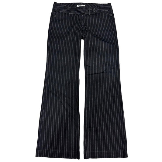 Black striped low waist pants